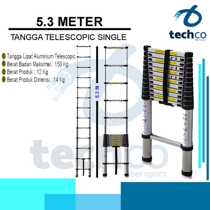 Menarik Tangga Lipat Tangga Teleskopik 5,3 Meter Silver Murah Terlaris