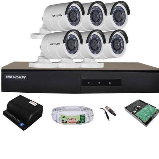 Paket Cctv 8 Channel Hikvision 6 Kamera Outdoor Hikvision 1080P 2Mp