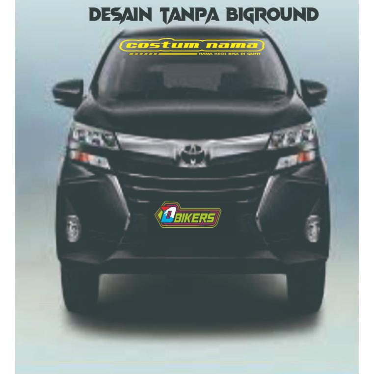 stiker nama kaca depan mobil tanpa biground
