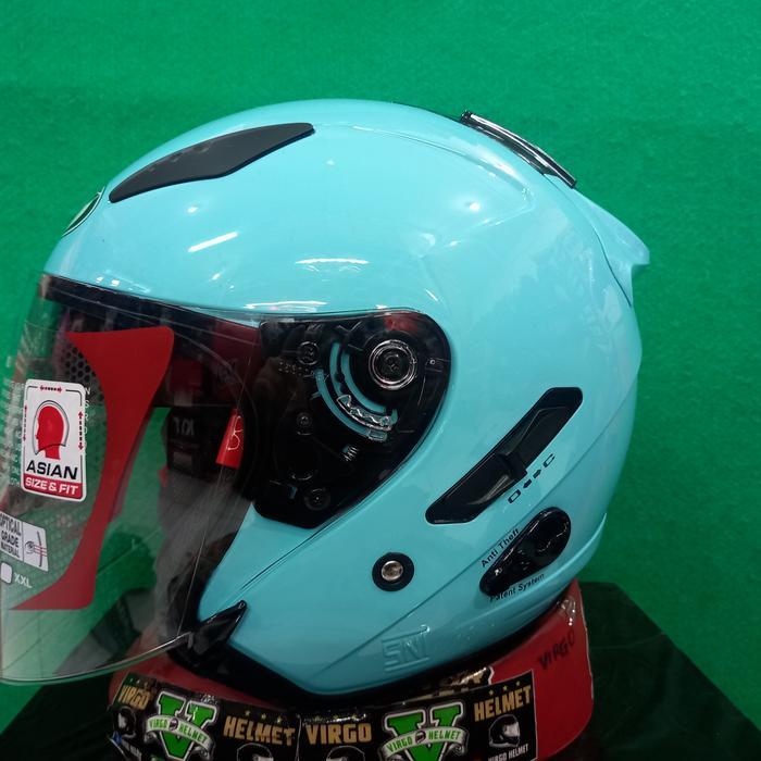 KYT HELM GALAXY SOLID FLAT R AQUA DOUBLE VISOR