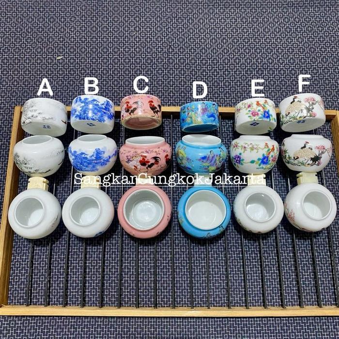 Cepuk Cungkok keramik Burung Kecil Sedang Tieumi Branjangan Pleci 3pcs