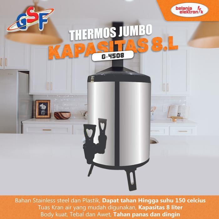 Thermos Jumbo 8 Ltr GSF G-4508 Water Jug Dispenser Stainless