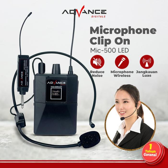 MURAH Advance Mic-500 LED Mic Bando Wireless Mic Clip On / Microphone Eksternal Wireless mic