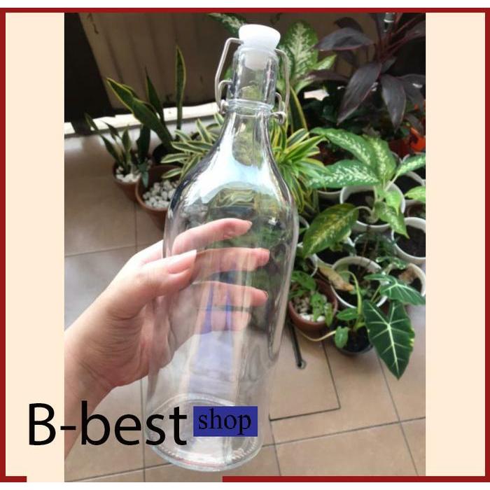 New- Botol kaca bening dengan penutup / BOTOL BELING 1 liter & 0,5 liter