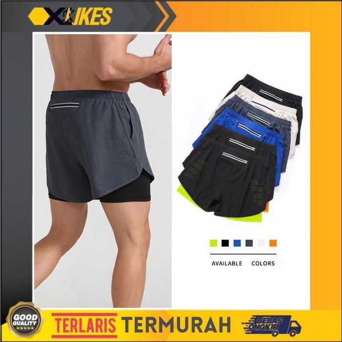 Dk22 Celana Pendek Olahraga Lari Pria Gym Training Legging Sport Pria #Gratisongkir