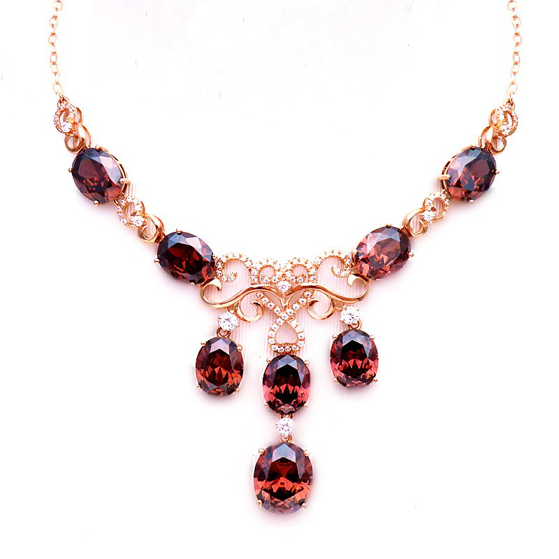 585 Purple Gold Luxury Jewelry Plated 14K Rose Gold Inlaid Ruby Premium Chains Necklace Wedding