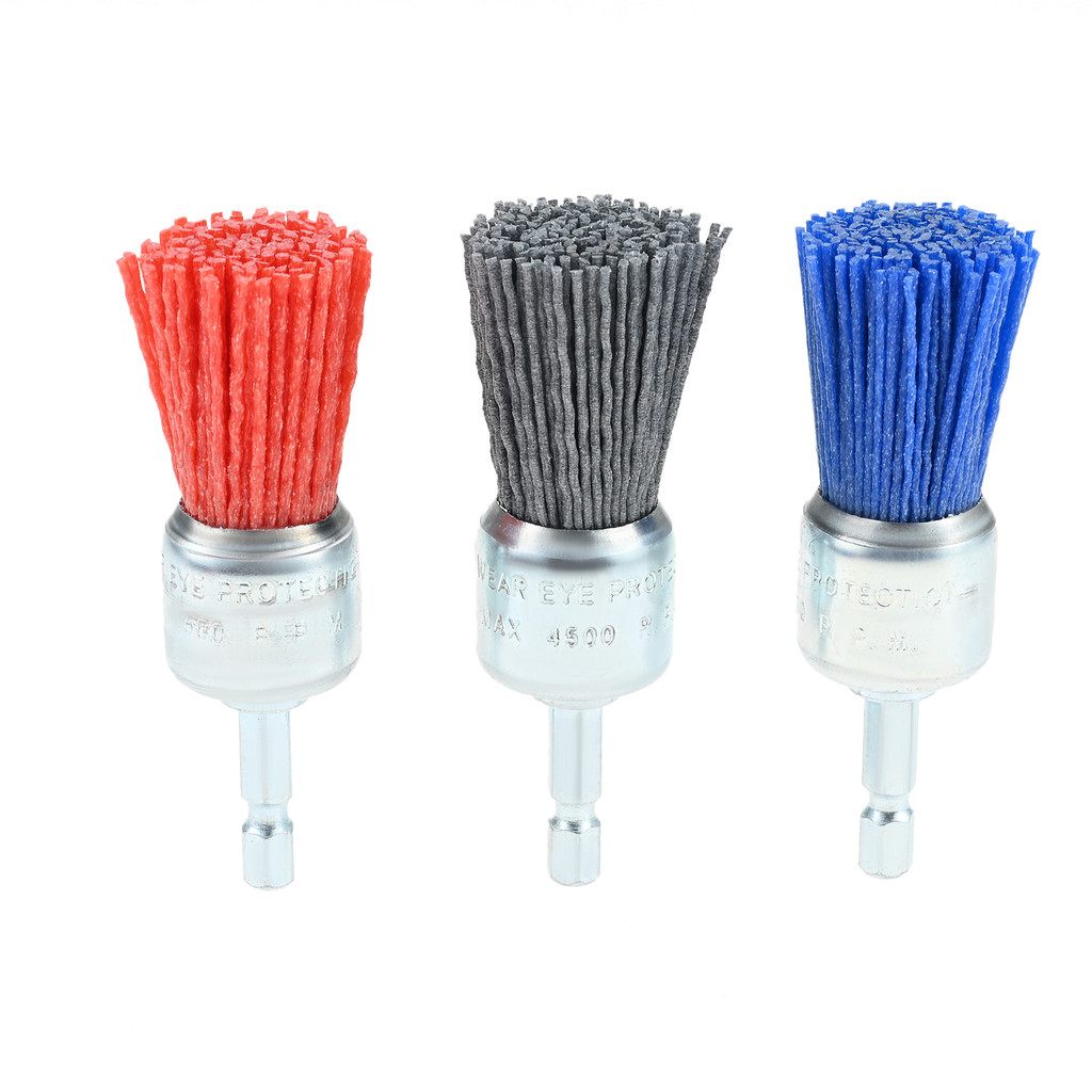 9Pcs Nylon Abrasive Wire Brush Wheel & Cup Brush Tool Set Drill Bit Sanding Brushes With 1/4"" Hex