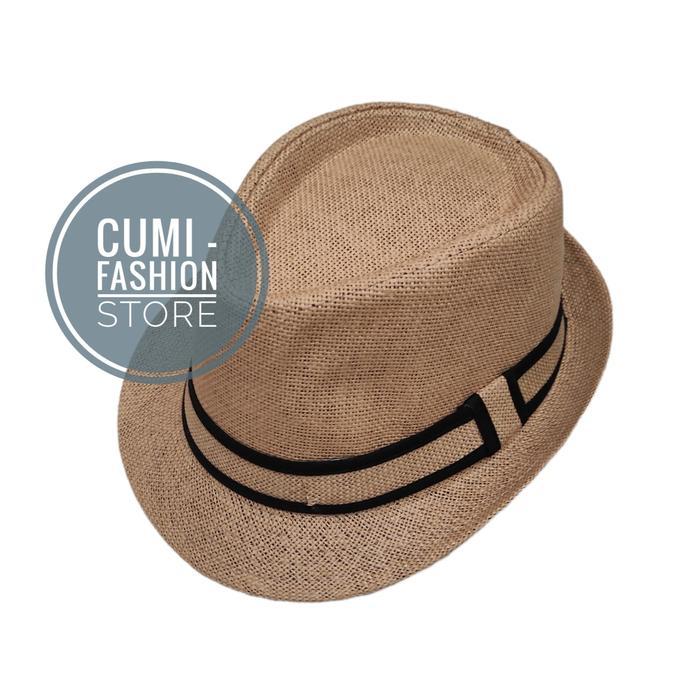TOPI FEDORA HAT LIS TOPI FEDORA PRIA DAN WANITA DEWASA IMPORT COKLAT