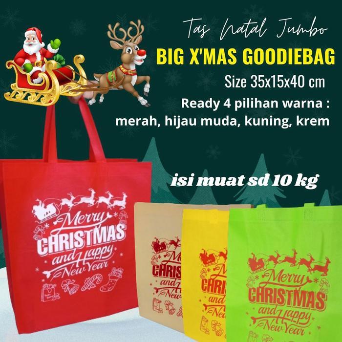 IS Tas Natal Jumbo Tenteng Spunbond Natal Besar Kain