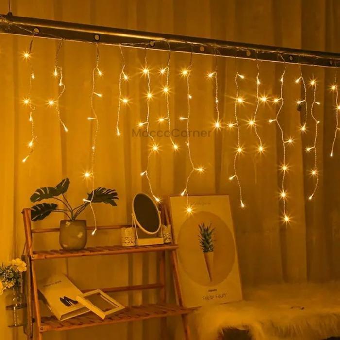 Lampu Tirai Led Warm White Dekorasi Wedding Lamaran Aqiqah