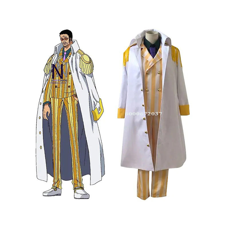 One -Piece Borsalino Cosplay Costume: Admiral Kizaru's Cloak and Uniform Suit for Halloween & Navy