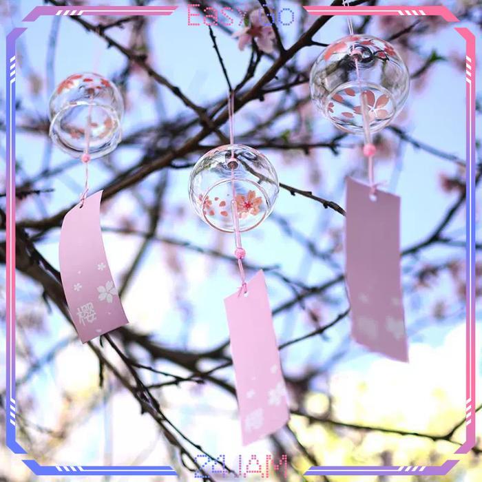Glass Wind Chimes Gaya Jepang Lonceng Angin Kaca Hiasan Lonceng Angin Gantung Gantungan Angin