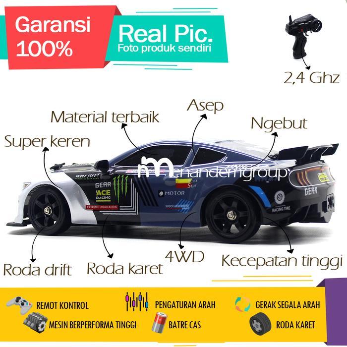 Mainan Mobil Remot Kontrol RC Drift 4WD Sedan Balap Propo Mustang Gear Ace Asep