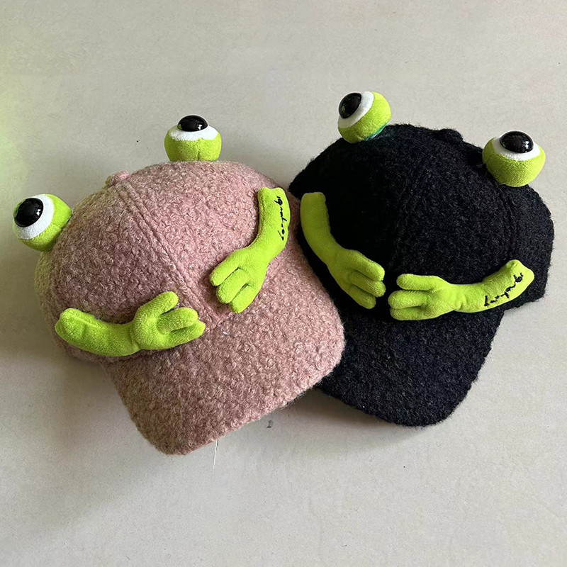 New Winter Cartoon Cute Frog Baseball Cap Men Autumn Outdoor PLush Warm Trucker Hat Women Studeent