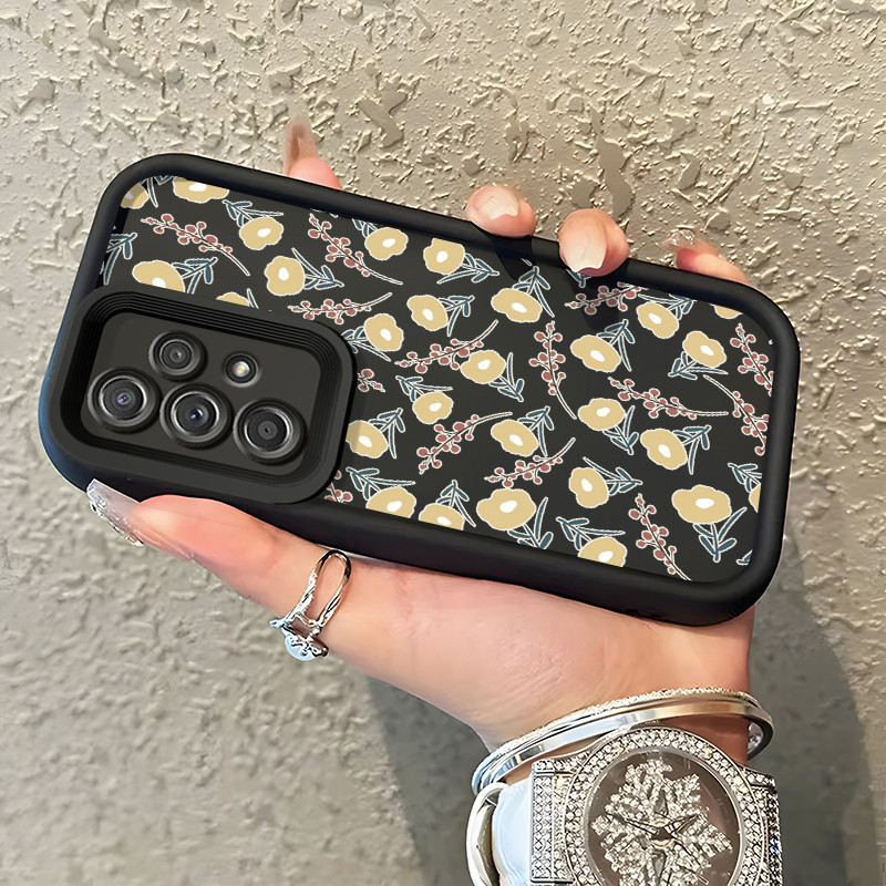 Casing Hp Untuk Samsung Galaxy A52 4G A52 5G A52s 5G A71 A72 A73 5G Case Bunga kuning, bunga merah K