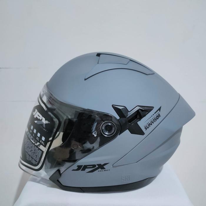 HELM JPX NOVA X SOLID DARK GREY DOFF DOUBLE VISOR HALF FACE
