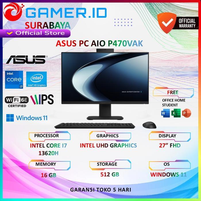 ASUS All In One PC Desktop AIO P470VAK Intel Core i7 13620H RAM 16 GB SSD 512 GB WIndows 11 + Office