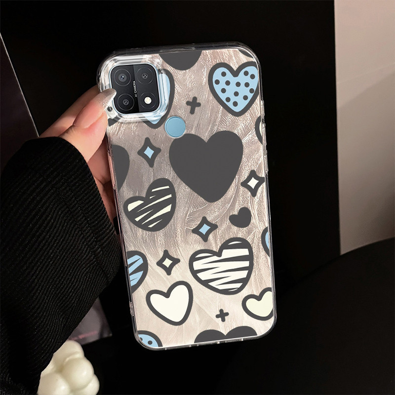 Casing Hp Untuk OPPO A15 A15s A35 Case Casing pola Cinta Biru Kasing HP Cesing Silikon Softcase bulu