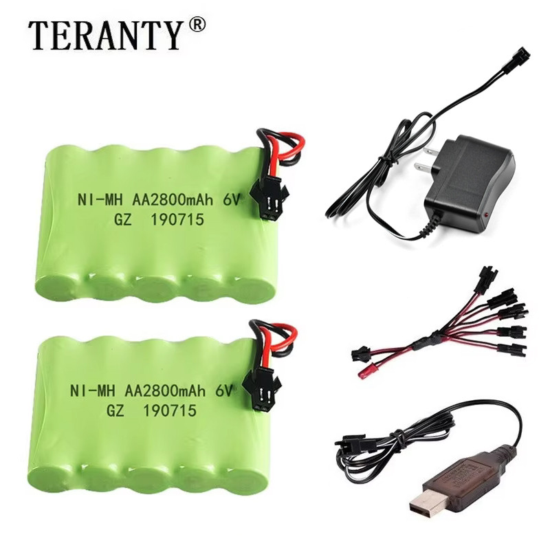 6v 2800mah Rechargeable Battery + Charger For Rc toys Cars Tanks Truck Robots Gun RC Boat AA Ni-MH