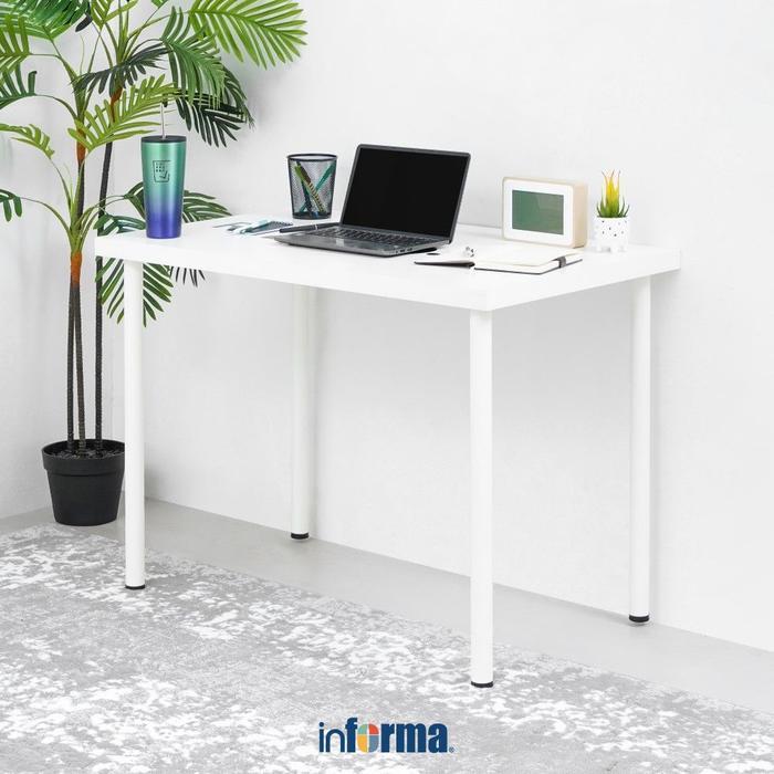 Informa Berka 100 cm Meja Kantor - Putih Meja Kerja Belajar Minimalis Laptop Meja Ruangan