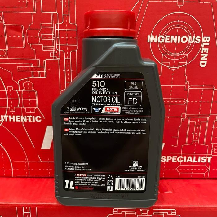 OLI PELUMAS MESIN 2 TAK MOTUL 510 2TAK 1LITER UNTUK SEMUA JENIS BENSIN - OIL