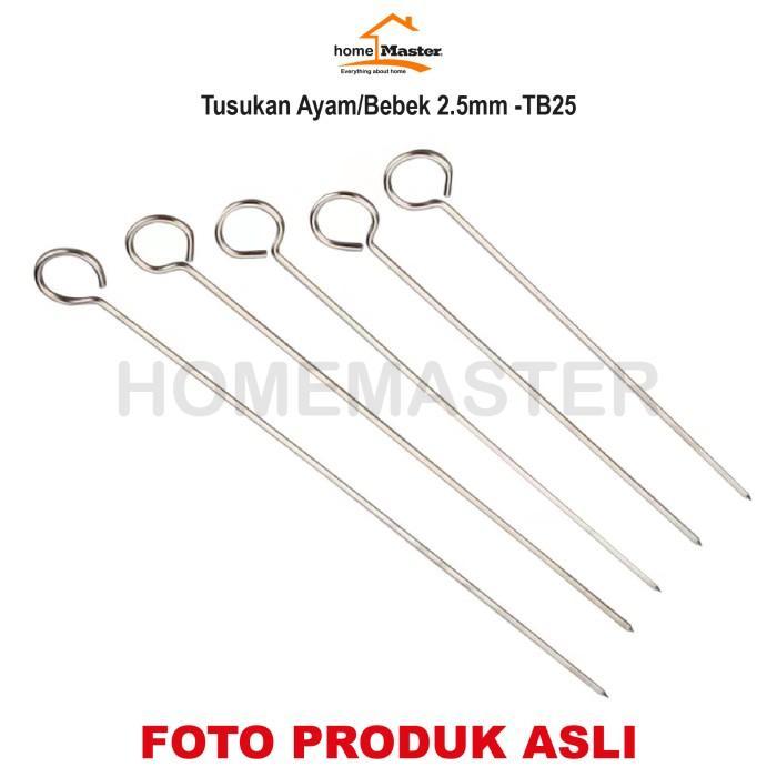Homemaster Tusukan/Skewer Ayam/Bebek/Sate/Daging 2.5Mm Stainless/Besi Baja Tahan Karat 17 Cm