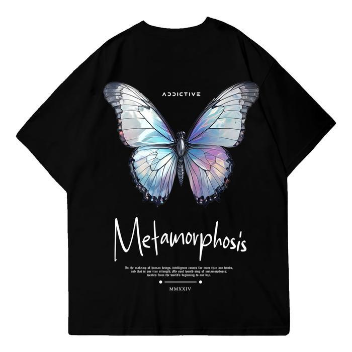 Addictive Premium Oversize T-Shirt Unisex - Metamorphosis Bludru Effect, Kaos Atasan Pakaian Pria