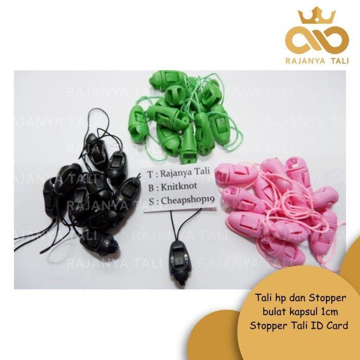 Tali hp dan Stopper bulat kapsul 1cm Stopper Tali ID Card - Hitam