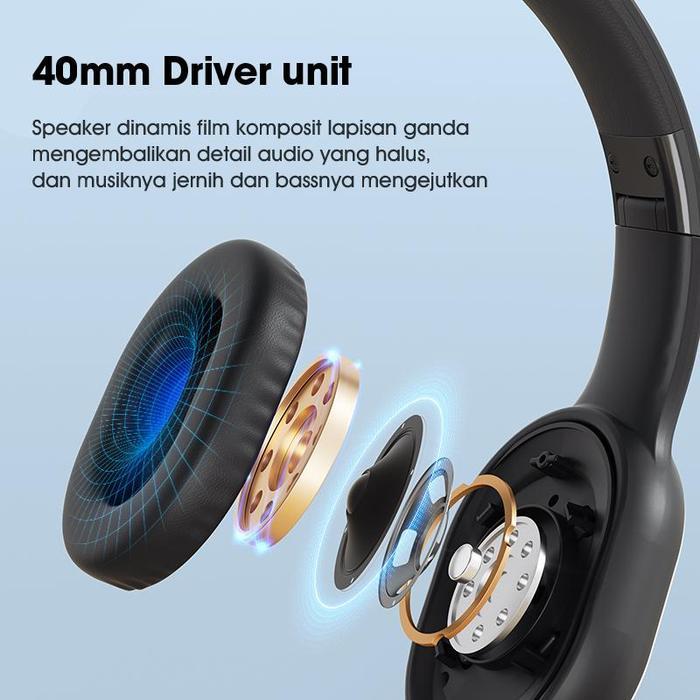 Acome Tune H2 Headphone Bluetooth 5.3 / Headset Earphone Wireless Dual Eq Mode Foldable Original -