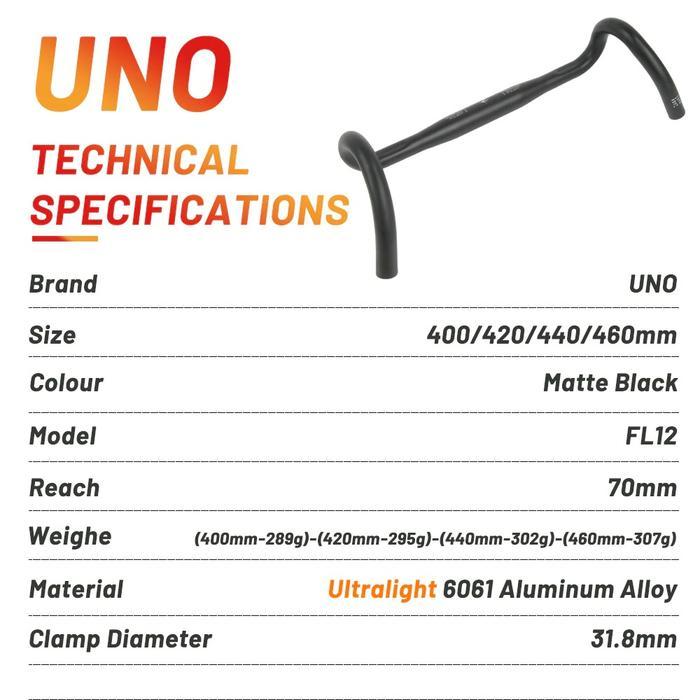 UNO FL12 Dropbar Flare Stang Sepeda Gravel Touring Roadbike Alloy