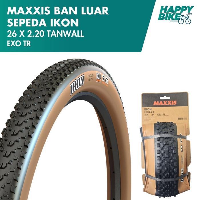 MAXXIS Ban Luar Sepeda Ikon Tanwall Skinwall 26 x 2.20 EXO TR Tubeless Ready 60 TPI Bicycle Outer