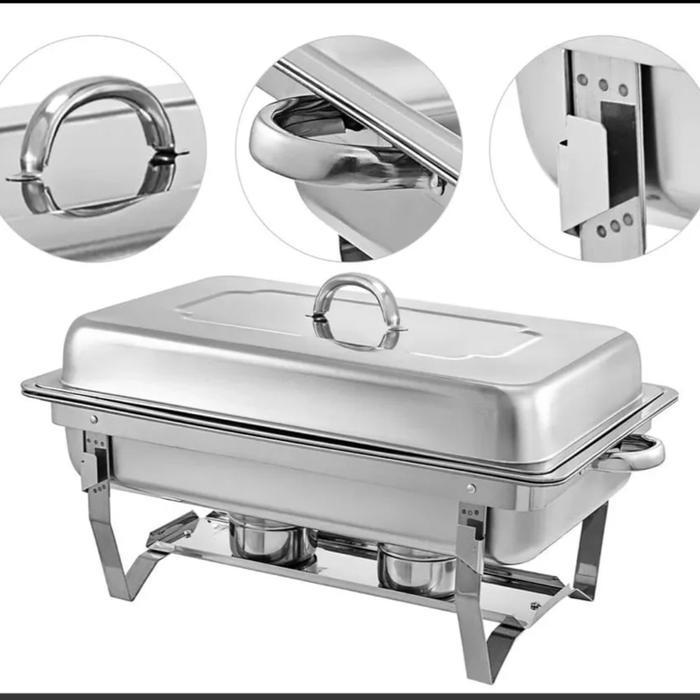 Chafing dish 11 liter stainless 2 sekat / tempat prasmanan wadah saji lauk pemanas makanan 1 sekat 2