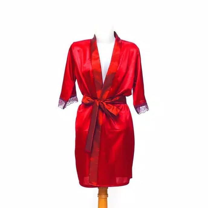 Baju Tidur Piyama Satin Dress Malam Kimono
