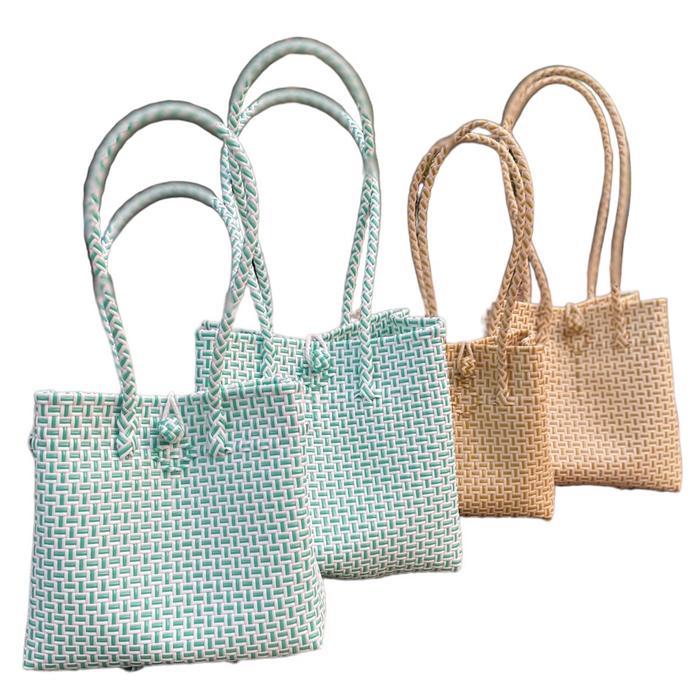 Tas Anyaman Reguler Putih Warna Tengah tote wanita totebag perempuan