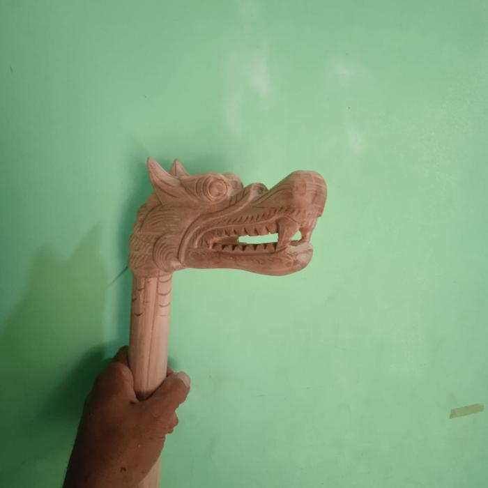 Tongkat Alat Bantu Jalan Model Kepala Naga Kayu Jati Mentahan