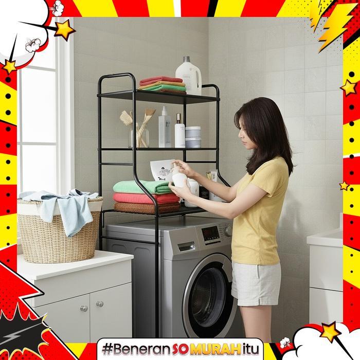 Rak Mesin Cuci Besi Susun Tempat Sabun Detergen Lemari Organizer Laundry Serbaguna