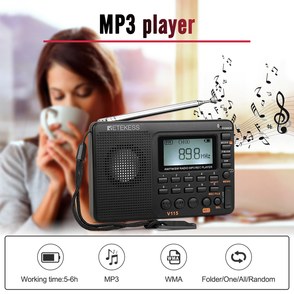 . Retekess V115 Radio Fm Am Sw Portable Radios Am Fm Rechargeable -