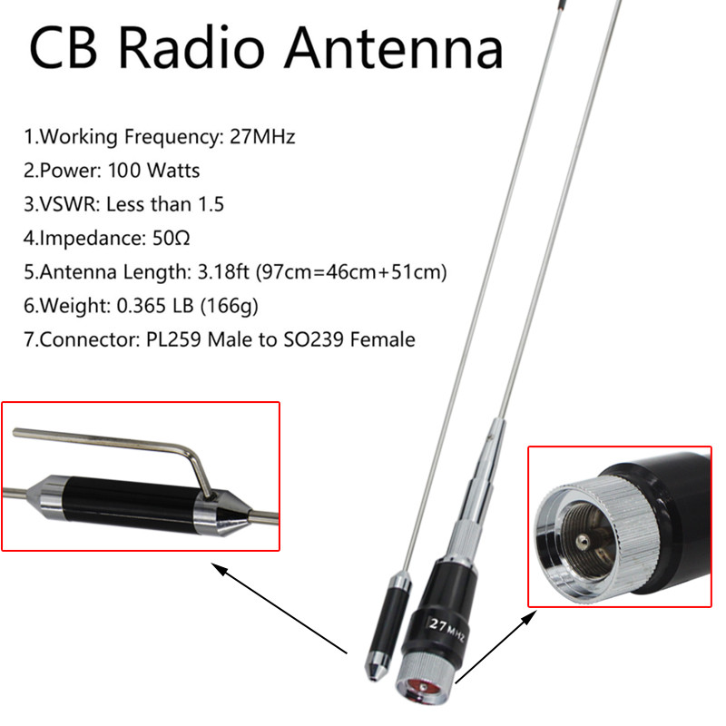27MHZ CB Radio Antenna BNC Male PL259 forfor ICOM IC-V8 Kenwood TK100 Motorola HT440 HT90 CB Walkie