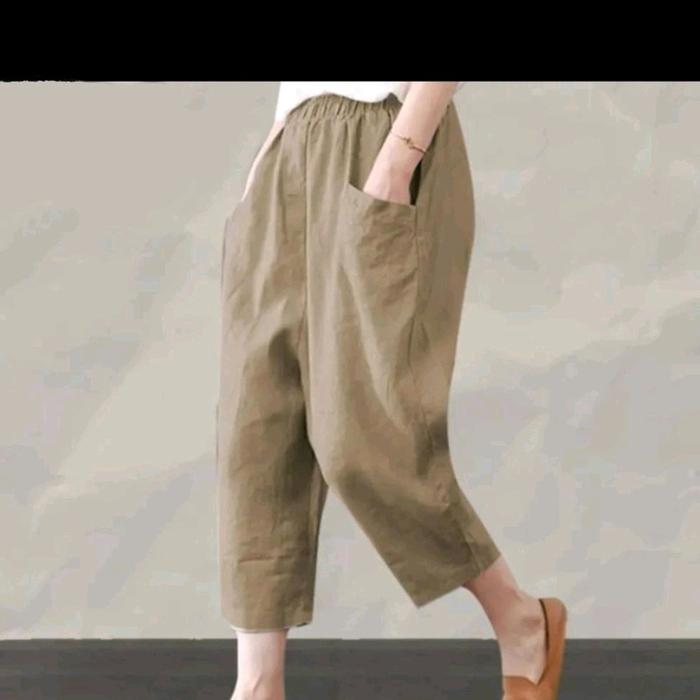 Premium Unqoo Pants Bahan Cotton Twill Size L - Xl - Xxl - Xxxl Celana Panjang Wanita 7/8 Style