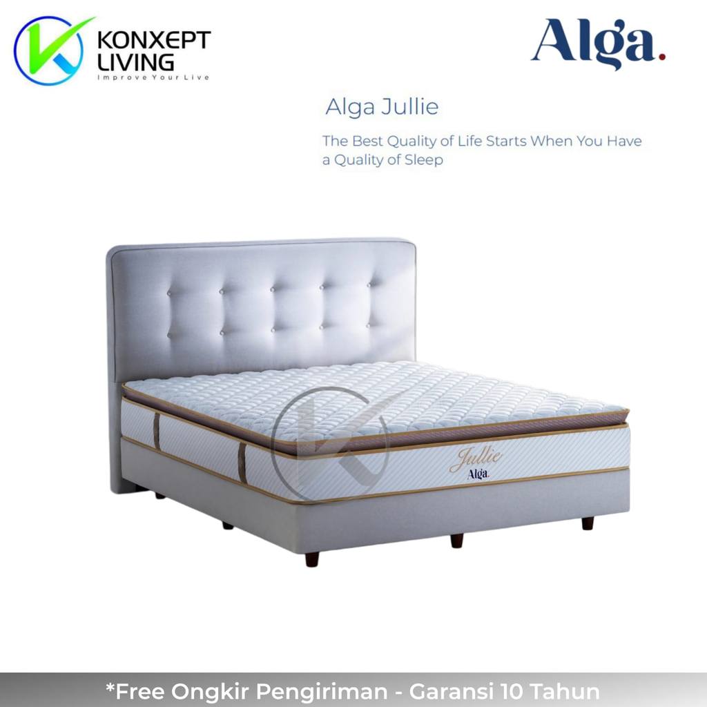 Alga Springbed Jullie Natural Latex Layer Pillow Top Sandaran Yoel Ukuran 160x200 Fullset