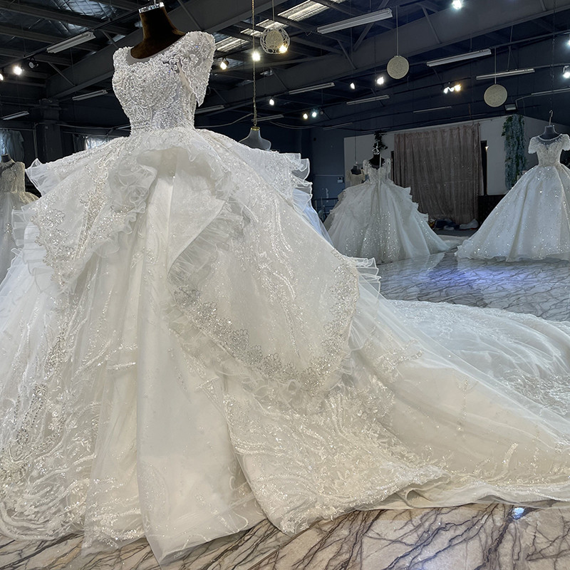 . Elegant International Wedding Dresses For 2024 Organza O-Neck Short -
