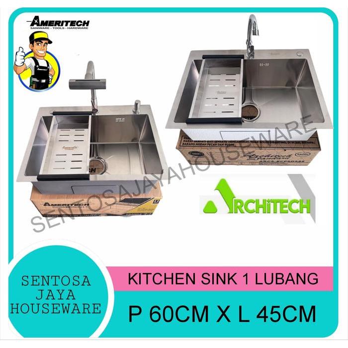 KITCHEN SINK STAINLESS STEEL 1 LUBANG / BAK CUCI PIRING 1 LUBANG STAINLESS STEEL / WASTAFEL CUCI