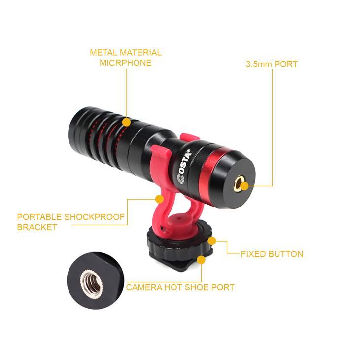 Costa Ms-1 Microphone Shotgun Cardioid Vlog For Camera,Smartphone