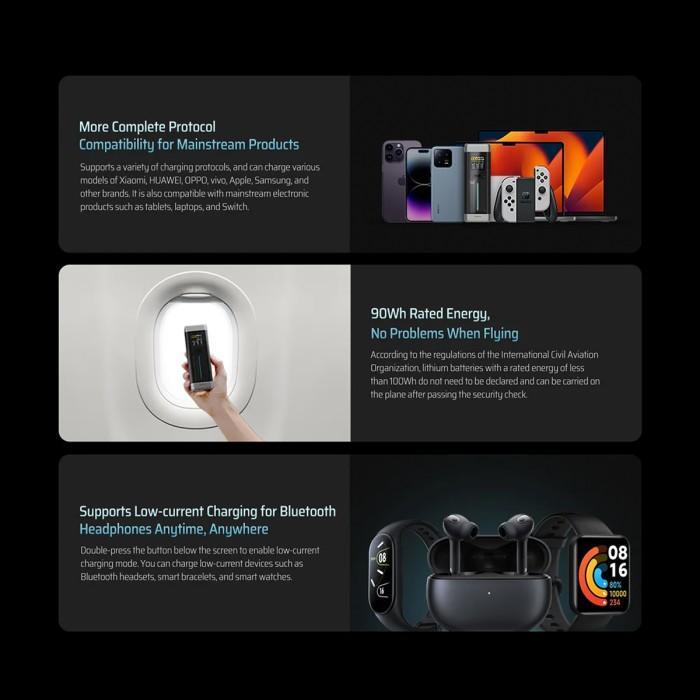 CUKTECH P23 15 ULTRA POWER BANK 25000MAH TURBO 67W /90W / 120W 140W TOTAL OUTPUT 210W USB TYPE-C