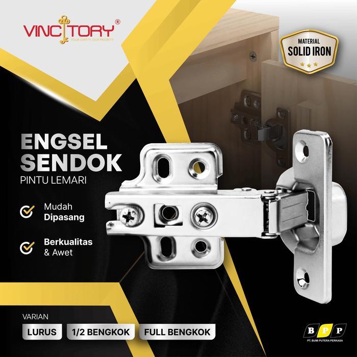 ENGSEL Sendok Pintu Lemari Kabinet SLOW MOTION 90 Derajat Sepasang VINCITORY Engsel Kabinet Lemari