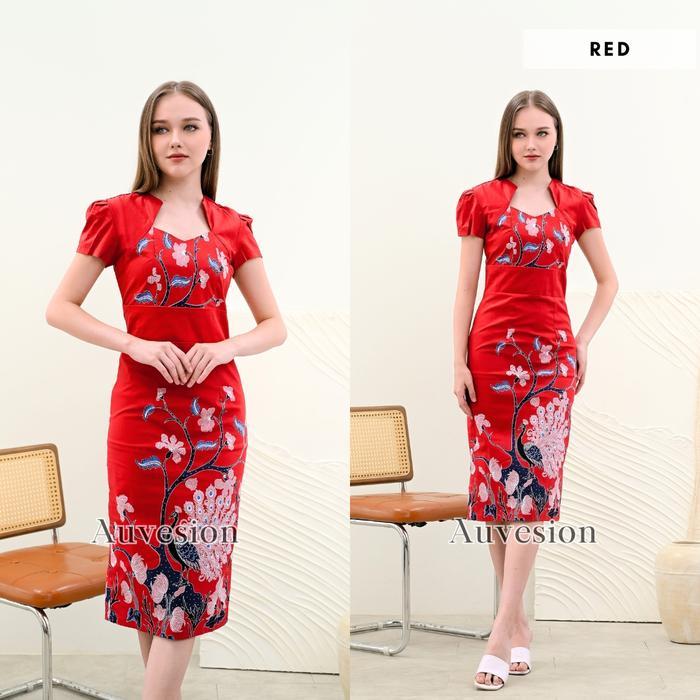 DresQuu- 4943 Aruna Batik Midi Dress Batik Wanita Katun Pesta