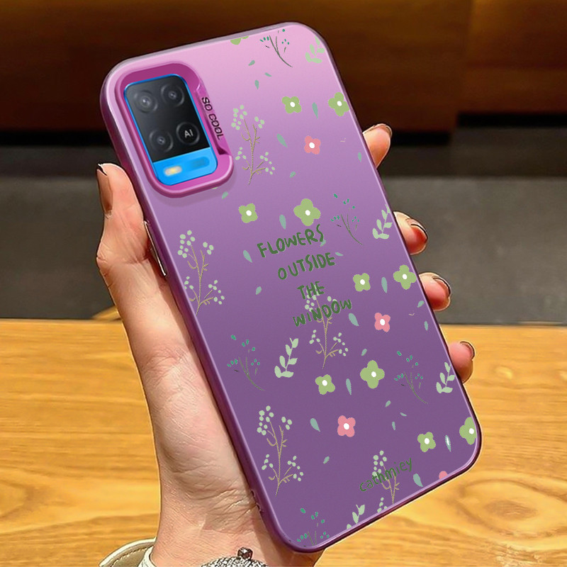 Casing Hp Untuk OPPO A54 Case Casing HP Softcase ponsel silikon tahan jatuh berwarna perak Kasing du