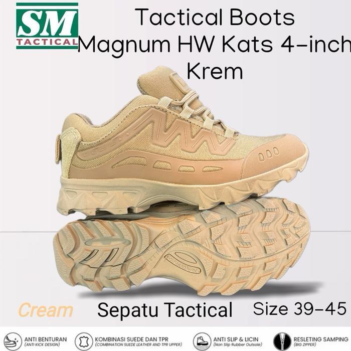 Sepatu Tactical Magnum HW Kats 4inch Cream PDH Sol Anti Slip - Boots, Shoes