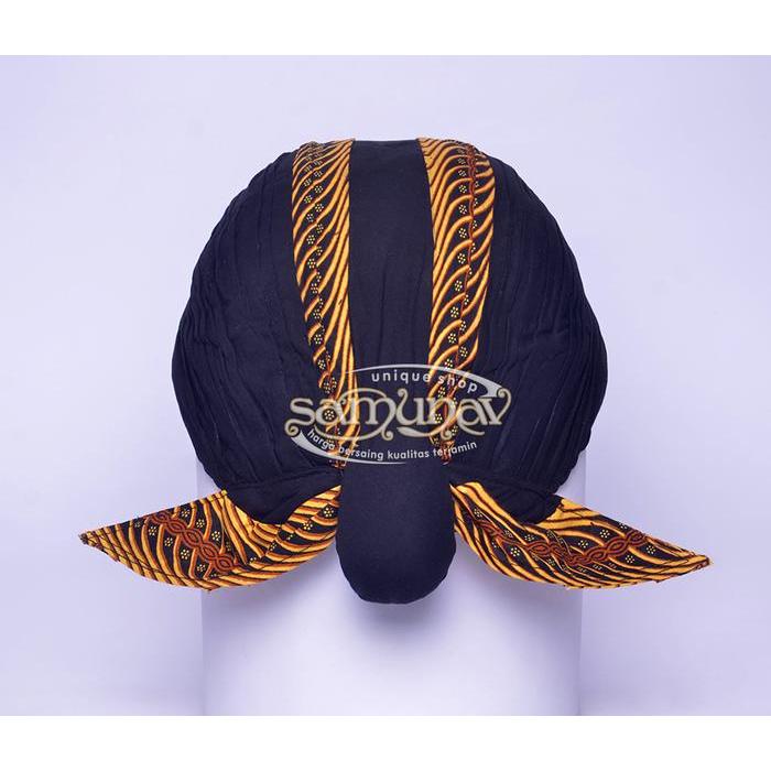 Blangkon Jogja Mahesa Jenar Hitam Samurai Kuning
