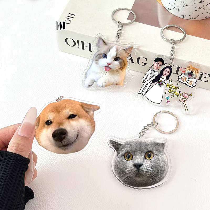Kawaii Acrylic Keychain Factory Custom Cute Dog Cat Photos Keyring Cute Anime Keychains Bag Pendant